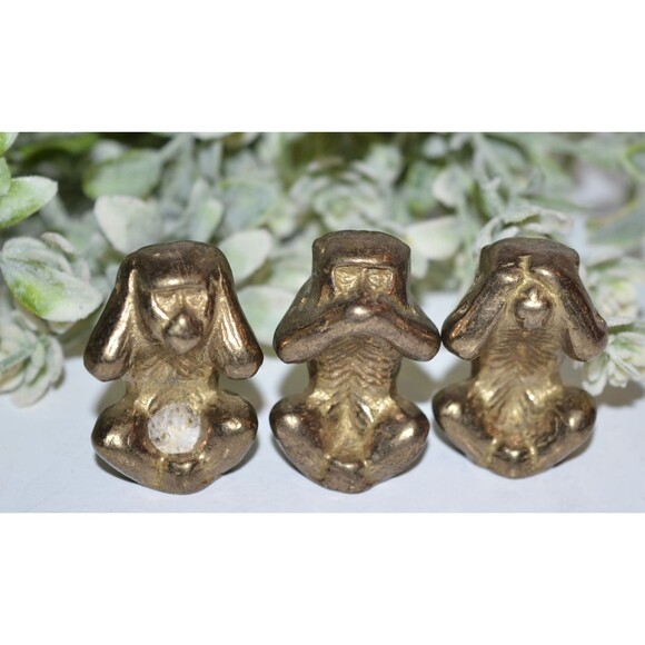 Vtg Brass 3 Wise Monkeys See No Evil Hear Speak  Small - Picture 5 of 5